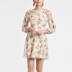 Sachin & Babi Bevyy Floral Long Sleeve Chiffon Dress Size 6- EUC